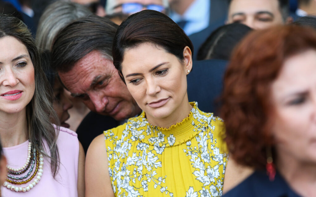 Jair Bolsonaro e Michelle Bolsonaro no Palácio da Alvorada, em 2022