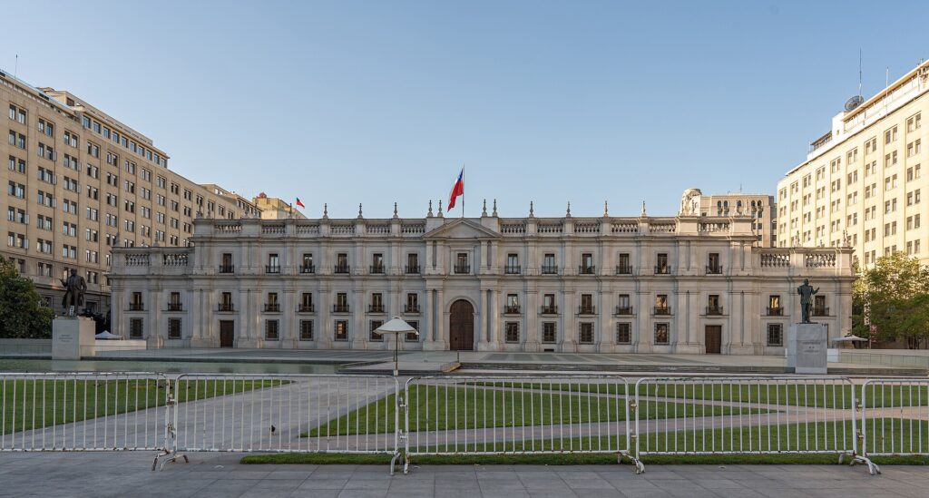 Palácio de La Moneda, sede do governo do Chile, em Santiago
