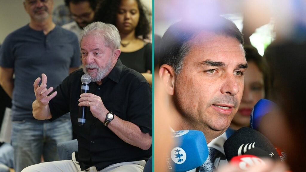 Lula (PT) e Flávio Bolsonaro (PL)
